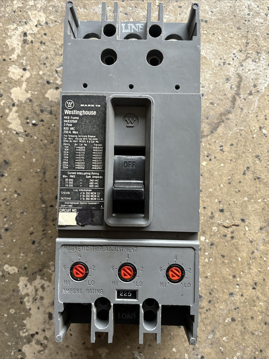 Westinghouse HKB3250F 250A Circuit Breaker w/ 250 Amp Trip 600V 3P0