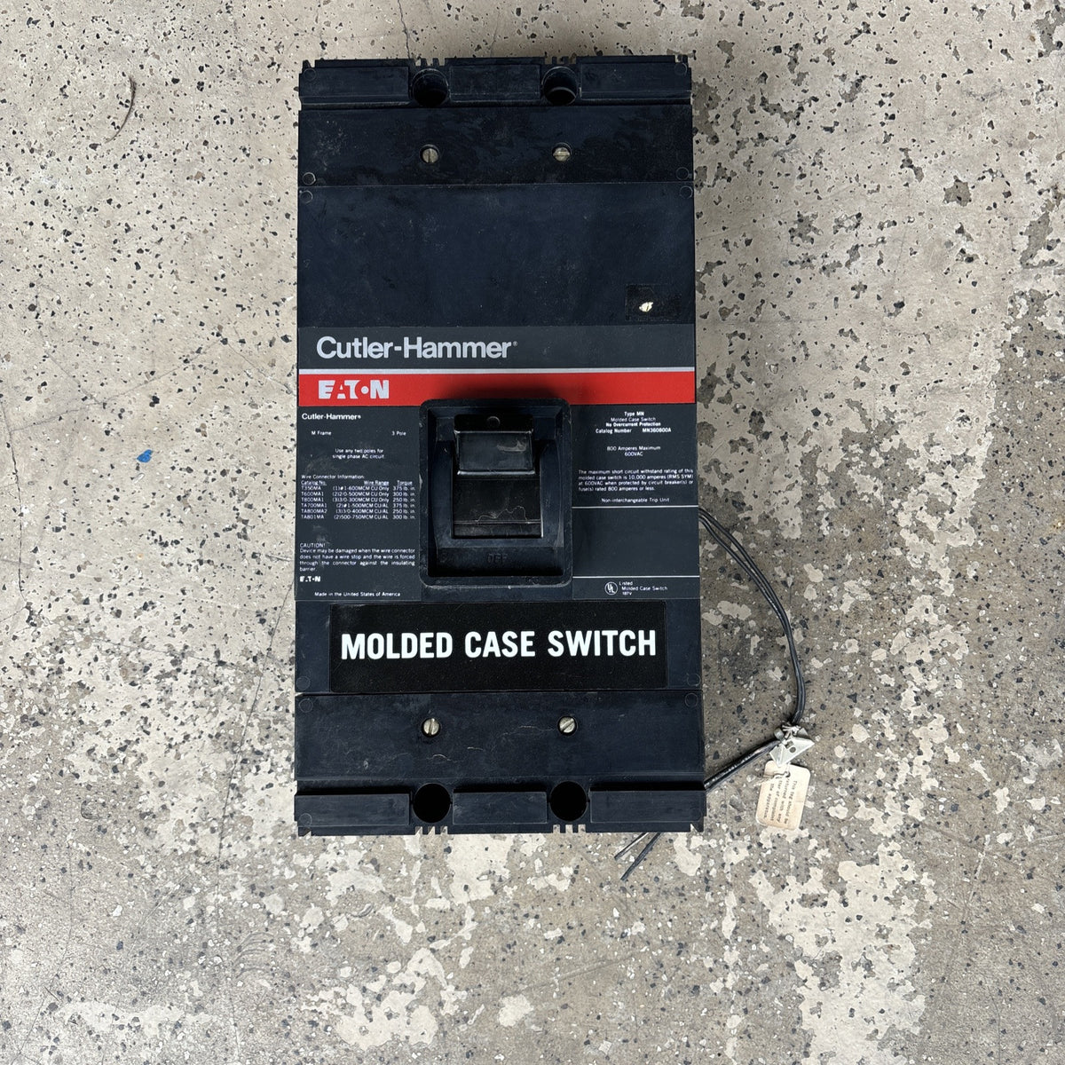 Eaton/Cutler Hammer MN360800A 800 Amp 3 Pole 600VAC Molded Case Switch0